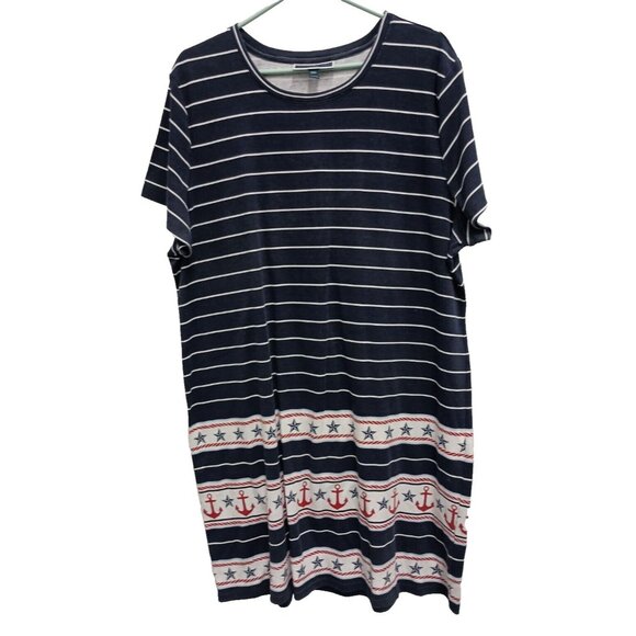 Karen Scott Dresses & Skirts - Karen Scott Sport Dress Womens Size 2XL Navy Striped Stars Nautical Beach